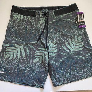 DaHui Men Shorts Size 40 Green Swim Board Print Zip Pocket Stretch New New With